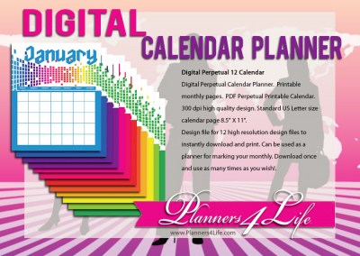Calendar Planner Digital Perpetual 12